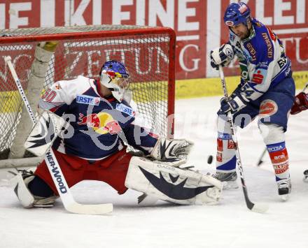 EBEL. Erste Bank Eishockey Bundesliga. VSV gegen Red Bull Salzburg. Dany Bousquet (VSV), Reinhard Divis (Salzburg). Villach, am 21.2.2008.

Copyright Kuess

---
pressefotos, pressefotografie, kuess, qs, qspictures, sport, bild, bilder, bilddatenbank