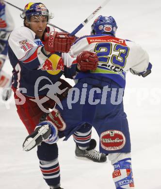 EBEL. Erste Bank Eishockey Bundesliga. VSV gegen Red Bull Salzburg. Gerd Acker (VSV), Patrick Harand (Salzburg). Villach, am 21.2.2008.

Copyright Kuess

---
pressefotos, pressefotografie, kuess, qs, qspictures, sport, bild, bilder, bilddatenbank