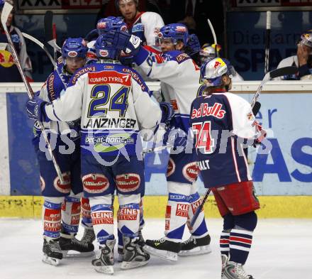 EBEL. Erste Bank Eishockey Bundesliga. VSV gegen Red Bull Salzburg.  Torjubel (VSV). Villach, am 21.2.2008.

Copyright Kuess

---
pressefotos, pressefotografie, kuess, qs, qspictures, sport, bild, bilder, bilddatenbank