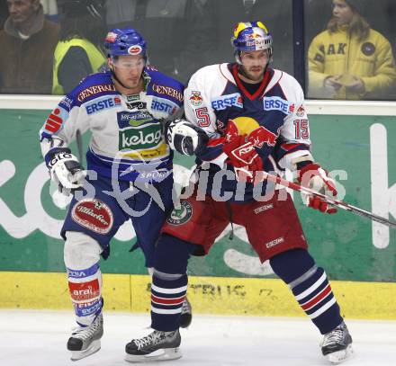 EBEL. Eishockey Bundesliga. VSV gegen Red Bull Salzburg. Marc Brown (VSV), Donald MacLean (Salzburg). Villach, am 17.2.2008.
Foto: Kuess
---
pressefotos, pressefotografie, kuess, qs, qspictures, sport, bild, bilder, bilddatenbank