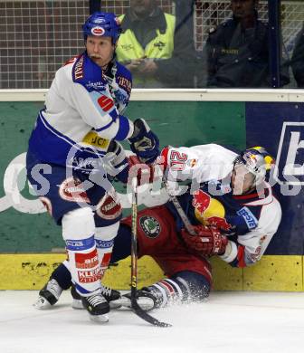 EBEL. Erste Bank Eishockey Bundesliga. VSV gegen Red Bull Salzburg. Mike Stewart (VSV), Daniel Welser (Salzburg). Villach, am 21.2.2008.

Copyright Kuess

---
pressefotos, pressefotografie, kuess, qs, qspictures, sport, bild, bilder, bilddatenbank