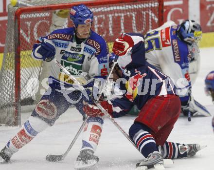 EBEL. Erste Bank Eishockey Bundesliga. VSV gegen Red Bull Salzburg. Mike Stewart (VSV), Dieter Kalt (Salzburg). Villach, am 21.2.2008.

Copyright Kuess

---
pressefotos, pressefotografie, kuess, qs, qspictures, sport, bild, bilder, bilddatenbank