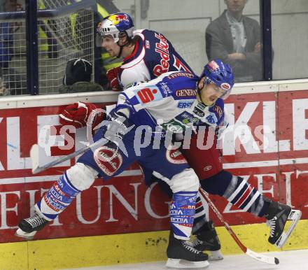 EBEL. Eishockey Bundesliga. VSV gegen Red Bull Salzburg. Gerd Acker (VSV), Doug Lynch (Salzburg). Villach, am 17.2.2008.
Foto: Kuess
---
pressefotos, pressefotografie, kuess, qs, qspictures, sport, bild, bilder, bilddatenbank