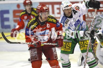 EBEL. Erste Bank Eishockey Bundesliga. KAC gegen Olympia Laibach. Chad Hinz (KAC), Nik Zupancic (Laibach). Klagenfurt, am 19.2.2008.
Foto: Kuess
---
pressefotos, pressefotografie, kuess, qs, qspictures, sport, bild, bilder, bilddatenbank