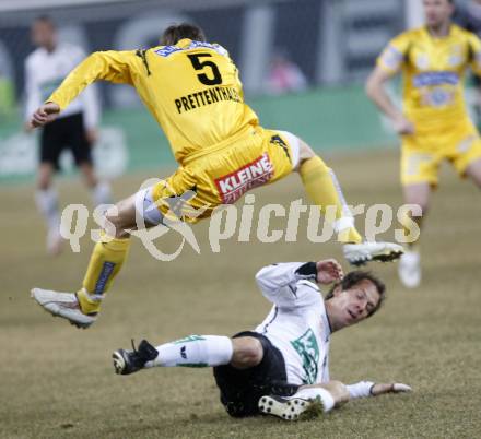 Fussball Bundesliga. T-Mobile. SK Austria Kaernten gegen SK Sturm Graz. Gerald Krajic (Kaernten). Mark Prettenthaler (Graz). Klagenfurt, am 25.2.2008.
Foto: Kuess
---
pressefotos, pressefotografie, kuess, qs, qspictures, sport, bild, bilder, bilddatenbank