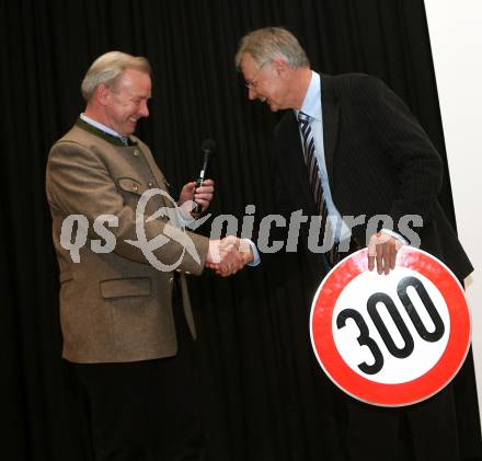 Motorsport. Bergrennen. 60. Geburtstag Hermann Waldy. Landeshauptmannstellvertreter Gerhard Doerfler, Hermann Waldy.  Feldkirchen,am1.3.2008.
Foto:Kuess
---
pressefotos, pressefotografie, kuess, qs, qspictures, sport, bild, bilder, bilddatenbank