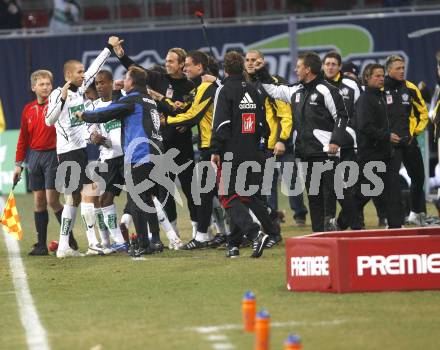 Fussball T-Mobile Bundesliga. SK Austria Kaernten gegen SV Mattersburg. Torjubel Austria. Klagenfurt, am 26.2.2008.

Copyright Kuess

---
pressefotos, pressefotografie, kuess, qs, qspictures, sport, bild, bilder, bilddatenbank