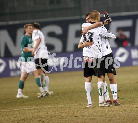 Fussball T-Mobile Bundesliga. SK Austria Kaernten gegen SV Mattersburg. Jubel Austria. Patrick Wolf, Alexander Hauser,Adam Ledwon. Klagenfurt, am 26.2.2008.

Copyright Kuess

---
pressefotos, pressefotografie, kuess, qs, qspictures, sport, bild, bilder, bilddatenbank