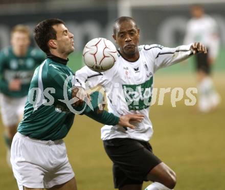 Fussball T-Mobile Bundesliga. SK Austria Kaernten gegen SV Mattersburg. Chiquinho (Kaernten), Anton Pauschenwein(Mattersburg). Klagenfurt, am 26.2.2008.

Copyright Kuess

---
pressefotos, pressefotografie, kuess, qs, qspictures, sport, bild, bilder, bilddatenbank