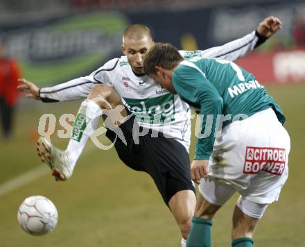 Fussball T-Mobile Bundesliga. SK Austria Kaernten gegen SV Mattersburg. Patrick Wolf (Kaernten), Adnan Mravac (Mattersburg). Klagenfurt, am 26.2.2008.

Copyright Kuess

---
pressefotos, pressefotografie, kuess, qs, qspictures, sport, bild, bilder, bilddatenbank