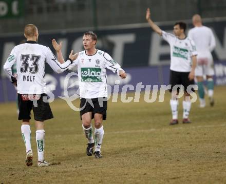 Fussball T-Mobile Bundesliga. SK Austria Kaernten gegen SV Mattersburg. Jubel Austria. Klagenfurt, am 26.2.2008.

Copyright Kuess

---
pressefotos, pressefotografie, kuess, qs, qspictures, sport, bild, bilder, bilddatenbank