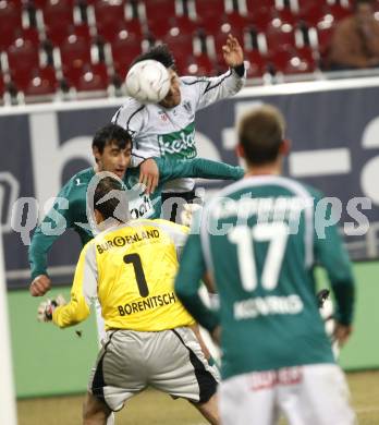 Fussball T-Mobile Bundesliga. SK Austria Kaernten gegen SV Mattersburg. Carlos Chaile (Kaernten), Thomas Borenitsch(Mattersburg). Klagenfurt, am 26.2.2008.

Copyright Kuess

---
pressefotos, pressefotografie, kuess, qs, qspictures, sport, bild, bilder, bilddatenbank