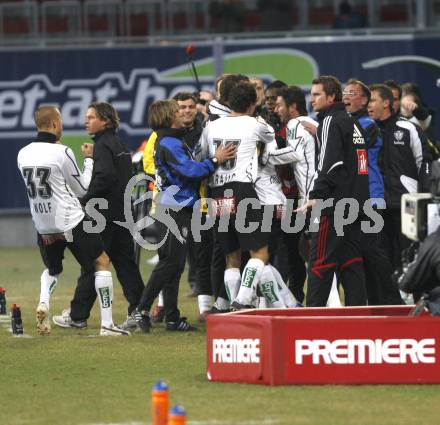 Fussball T-Mobile Bundesliga. SK Austria Kaernten gegen SV Mattersburg. Torjubel Austria. Klagenfurt, am 26.2.2008.

Copyright Kuess

---
pressefotos, pressefotografie, kuess, qs, qspictures, sport, bild, bilder, bilddatenbank