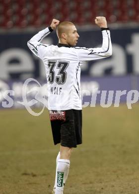 Fussball T-Mobile Bundesliga. SK Austria Kaernten gegen SV Mattersburg.Jubel Austria. Patrick Wolf. Klagenfurt, am 26.2.2008.

Copyright Kuess

---
pressefotos, pressefotografie, kuess, qs, qspictures, sport, bild, bilder, bilddatenbank