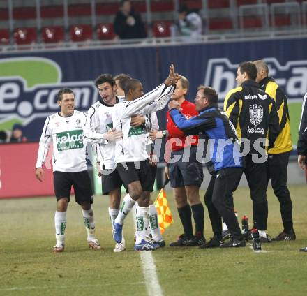 Fussball T-Mobile Bundesliga. SK Austria Kaernten gegen SV Mattersburg. Torjubel Austria, Chiquinho, Roland Kollmann, Zlatko Junuzovic (Kaernten). Klagenfurt, am 26.2.2008.

Copyright Kuess

---
pressefotos, pressefotografie, kuess, qs, qspictures, sport, bild, bilder, bilddatenbank