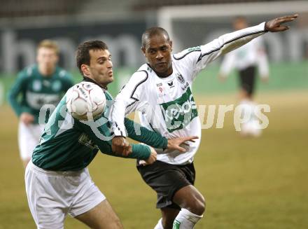 Fussball T-Mobile Bundesliga. SK Austria Kaernten gegen SV Mattersburg. Chiquinho (Kaernten), Anton Pauschenwein(Mattersburg). Klagenfurt, am 26.2.2008.

Copyright Kuess

---
pressefotos, pressefotografie, kuess, qs, qspictures, sport, bild, bilder, bilddatenbank