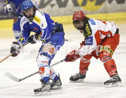 Eishockey. Oesterreichische Meisterschaft U20. KAC gegen VSV. Muehlstein (KAC), Martinz (VSV). Klagenfurt, am 8.3.2008.

Copyright Kuess

---
pressefotos, pressefotografie, kuess, qs, qspictures, sport, bild, bilder, bilddatenbank