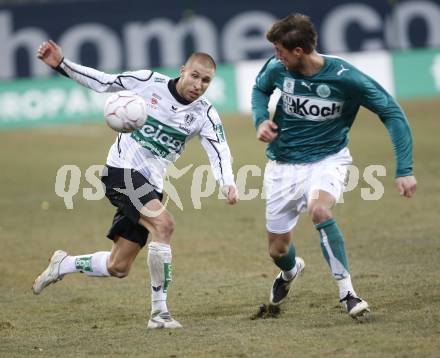 Fussball T-Mobile Bundesliga. SK Austria Kaernten gegen SV Mattersburg. Patrick Wolf (Kaernten), Adnan Mravac (Mattersburg). Klagenfurt, am 8.3.2008.

Copyright Kuess

---
pressefotos, pressefotografie, kuess, qs, qspictures, sport, bild, bilder, bilddatenbank