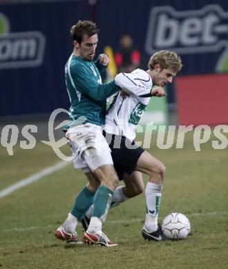 Fussball T-Mobile Bundesliga. SK Austria Kaernten gegen SV Mattersburg. Manuel Weber (Kaernten), Christian Fuchs (Mattersburg). Klagenfurt, am 8.3.2008.

Copyright Kuess

---
pressefotos, pressefotografie, kuess, qs, qspictures, sport, bild, bilder, bilddatenbank