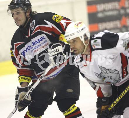 Eishockey Oberliga. Tarco Woelfe gegen ATUS Weiz. Boris Kuncic (Tarco), Lukas Dvorak (Weiz). Klagenfurt, am 8.3.2008.

Copyright Kuess

---
pressefotos, pressefotografie, kuess, qs, qspictures, sport, bild, bilder, bilddatenbank