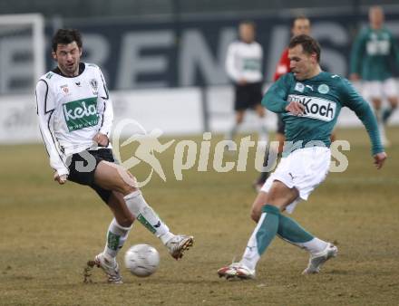 Fussball T-Mobile Bundesliga. SK Austria Kaernten gegen SV Mattersburg. Roland Kollmann (Kaernten), Akos Kovrig (Mattersburg). Klagenfurt, am 8.3.2008.

Copyright Kuess

---
pressefotos, pressefotografie, kuess, qs, qspictures, sport, bild, bilder, bilddatenbank