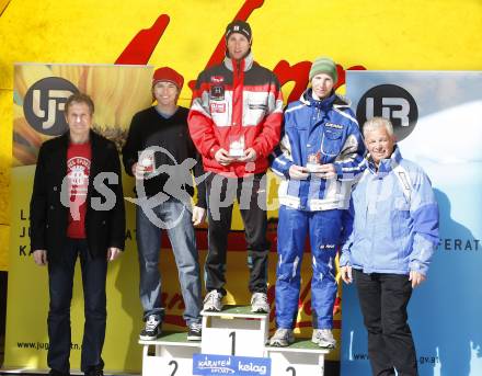 Schi Alpin, Ski Alpin. Kaerntner Landesjugendschitag. Jugend I maennlich: Rudolf Altersberger, Stefan Brauch (BG/BRG Moessingerstrasse, 2.), Manfred Stangl (HTL Villach, 1.), Franz Woelscher (HAK Spittal, 3.), Landessportdirektor Reinhard Tellian,  . Turrach, am 11.3.2008.
Foto: Kuess
---
pressefotos, pressefotografie, kuess, qs, qspictures, sport, bild, bilder, bilddatenbank