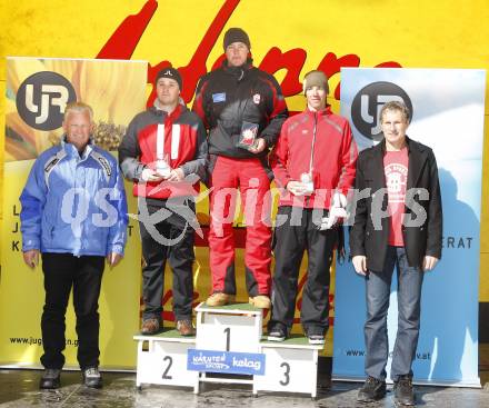 Schi Alpin, Ski Alpin. Kaerntner Landesjugendschitag. Jugend II maennlich: Landessportdirektor Reinhard Tellian, Bernd Traar (BORG Hermagor, 2.), Florian Brucker (HAK Villach, 1.), Michael Steinacher (HTL Villach, 3.), Rudolf Altersberger . Turrach, am 11.3.2008.
Foto: Kuess
---
pressefotos, pressefotografie, kuess, qs, qspictures, sport, bild, bilder, bilddatenbank