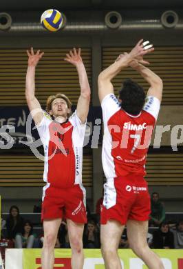 Volleyball Bundesliga Herren. Hypo VBK Klagenfurt gegen Hypo Niederoesterreich. Alexander Shane, Adam Simac (Hypo VBK). Klagenfurt, am 12.3.2008.

Copyright Kuess

---
pressefotos, pressefotografie, kuess, qs, qspictures, sport, bild, bilder, bilddatenbank