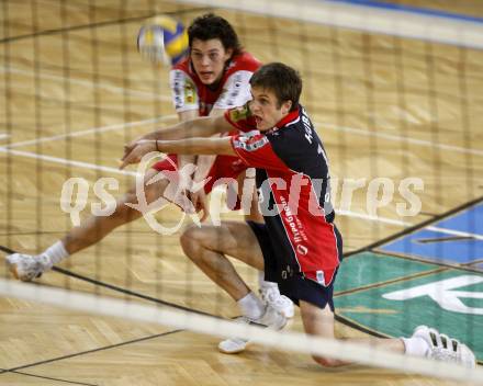 Volleyball Bundesliga Herren. Hypo VBK Klagenfurt gegen Hypo Niederoesterreich. Simon Fruehbauer, Alexander Xandi Huber (Hypo VBK). Klagenfurt, am 12.3.2008.

Copyright Kuess

---
pressefotos, pressefotografie, kuess, qs, qspictures, sport, bild, bilder, bilddatenbank