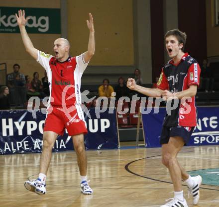 Volleyball Bundesliga Herren. Hypo VBK Klagenfurt gegen Hypo Niederoesterreich. Jubel Zhivko Kolev, Alexander Xandi Huber (Hypo VBK). Klagenfurt, am 12.3.2008.

Copyright Kuess

---
pressefotos, pressefotografie, kuess, qs, qspictures, sport, bild, bilder, bilddatenbank