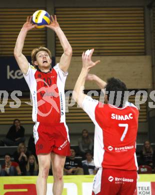 Volleyball Bundesliga Herren. Hypo VBK Klagenfurt gegen Hypo Niederoesterreich. Alexander Shane, Adam Simac (Hypo VBK). Klagenfurt, am 12.3.2008.

Copyright Kuess

---
pressefotos, pressefotografie, kuess, qs, qspictures, sport, bild, bilder, bilddatenbank