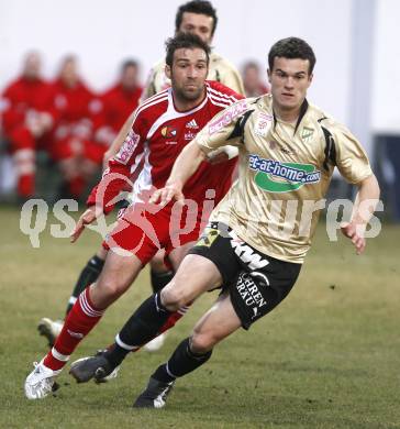 Fussball RTed Zac.  FC Kaernten gegen SC Austria Lustenau. Mario Steiner (FCK), Johannes Hirschbuehl (Lustenau). Klagenfurt, am 14.3.2008. Klagenfurt, am 14.3.2008.

Copyright Kuess

---
pressefotos, pressefotografie, kuess, qs, qspictures, sport, bild, bilder, bilddatenbank