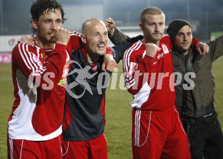 Fussball RTed Zac.  FC Kaernten gegen SC Austria Lustenau. Jubel Matthias Sereinig, Ludek Zelenka, Aljosa Vojnovic, Helmut Koenig.  Klagenfurt, am 14.3.2008. Klagenfurt, am 14.3.2008.

Copyright Kuess

---
pressefotos, pressefotografie, kuess, qs, qspictures, sport, bild, bilder, bilddatenbank