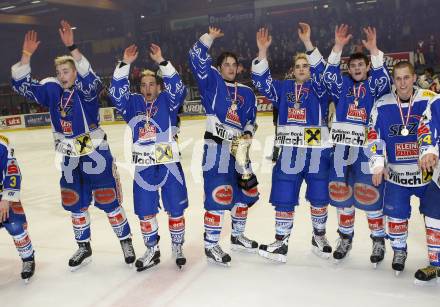 Eishockey. Oesterreichische U20 Meisterschaft. VSV gegen KAC. Jubel (VSV). Villach, am 15.3.2008.
Copyright Kuess

---
pressefotos, pressefotografie, kuess, qs, qspictures, sport, bild, bilder, bilddatenbank