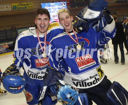 Eishockey. Oesterreichische U20 Meisterschaft. VSV gegen KAC. Anton Darohs, Marco Wieser (VSV). Villach, am 15.3.2008.
Copyright Kuess

---
pressefotos, pressefotografie, kuess, qs, qspictures, sport, bild, bilder, bilddatenbank