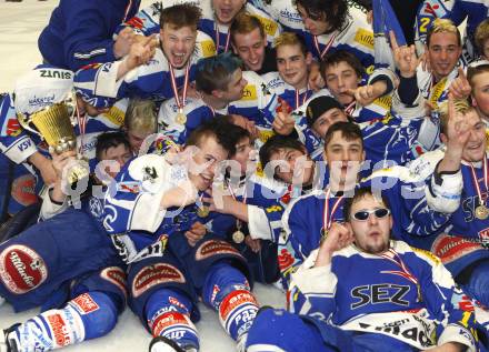 Eishockey. Oesterreichische U20 Meisterschaft. VSV gegen KAC. Meister VSV. Jubel. Villach, am 15.3.2008.
Copyright Kuess

---
pressefotos, pressefotografie, kuess, qs, qspictures, sport, bild, bilder, bilddatenbank