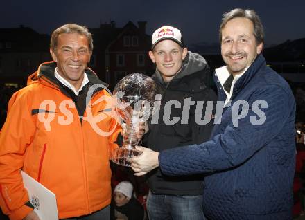 Schi Nordisch, Ski Nordisch, Schispringen. Empfang Schisprungweltcupsieger Thomas Morgenstern (AUT) in seiner Heimatgemeinde Seeboden. Landeshauptmann Joerg Haider, Thomas Morgenstern, Sportlandesrat Wolfgang Schantl. Seeboden, am 18.3.2008. 
Copyright Kuess

---
pressefotos, pressefotografie, kuess, qs, qspictures, sport, bild, bilder, bilddatenbank