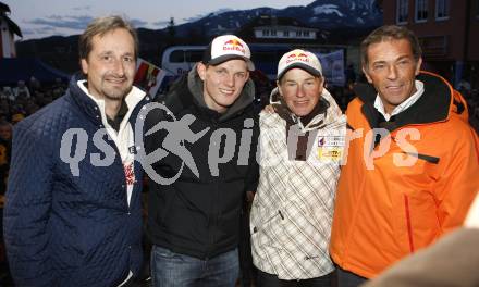 Schi Nordisch, Ski Nordisch, Schispringen. Empfang Schisprungweltcupsieger Thomas Morgenstern (AUT) in seiner Heimatgemeinde Seeboden. Sportlandesrat Wolfgang Schantl, Thomas Morgenstern, Andreas Goldberger, Landeshauptmann Joerg Haider. Seeboden, am 18.3.2008. 
Copyright Kuess

---
pressefotos, pressefotografie, kuess, qs, qspictures, sport, bild, bilder, bilddatenbank