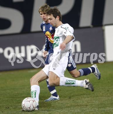 Fussball T-Mobile Bundesliga. SK Austria Kaernten gegen Red Bull Salzburg. Wolfgang Bubenik (Kaernten), Christoph Leitgeb  (Salzburg). Klagenfurt, am 19.3.2008.

Copyright Kuess

---
pressefotos, pressefotografie, kuess, qs, qspictures, sport, bild, bilder, bilddatenbank