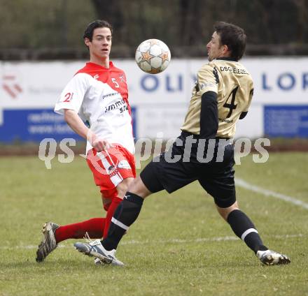 Fussball Kaerntner Liga. KAC gegen DSG Sele/Zell. Dominik Altrichter (KAC), Branko Bozic (Sele/Zell). Klagenfurt, am 23.3.2008.
Foto: Kuess 
---
pressefotos, pressefotografie, kuess, qs, qspictures, sport, bild, bilder, bilddatenbank