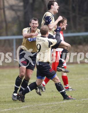 Fussball Kaerntner Liga. KAC gegen DSG Sele/Zell. Torjubel (Sele/Zell). Klagenfurt, am 23.3.2008.
Foto: Kuess 
---
pressefotos, pressefotografie, kuess, qs, qspictures, sport, bild, bilder, bilddatenbank