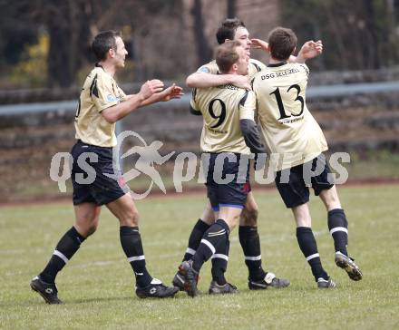 Fussball Kaerntner Liga. KAC gegen DSG Sele/Zell. Torjubel (Sele/Zell). Klagenfurt, am 23.3.2008.
Foto: Kuess 
---
pressefotos, pressefotografie, kuess, qs, qspictures, sport, bild, bilder, bilddatenbank