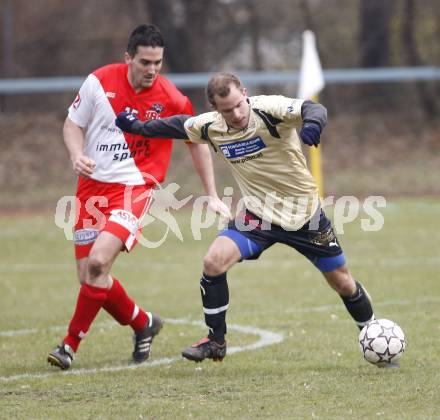 Fussball Kaerntner Liga. KAC gegen DSG Sele/Zell. Peter Widowitz (KAC), Matjaz Kelih (Sele/Zell). Klagenfurt, am 23.3.2008.
Foto: Kuess 
---
pressefotos, pressefotografie, kuess, qs, qspictures, sport, bild, bilder, bilddatenbank