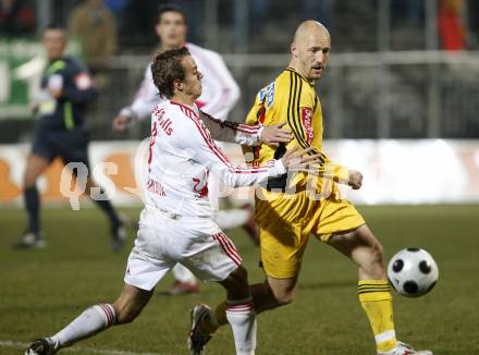 Fussball Red Zac. FC Kaernten gegen Red Bull Juniors Salzburg. Ludek Zelenka (FCK), Michael Obermair (Salzburg). Klagenfurt, am 28.3.2008.
Copyright Kuess

---
pressefotos, pressefotografie, kuess, qs, qspictures, sport, bild, bilder, bilddatenbank