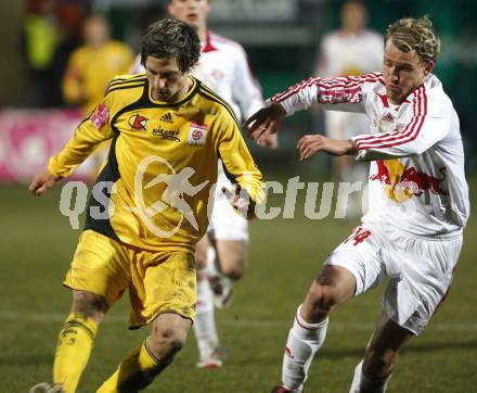 Fussball Red Zac. FC Kaernten gegen Red Bull Juniors Salzburg. Thomas Riedl (FCK), Markus Felfernig (Salzburg). Klagenfurt, am 28.3.2008.
Copyright Kuess

---
pressefotos, pressefotografie, kuess, qs, qspictures, sport, bild, bilder, bilddatenbank