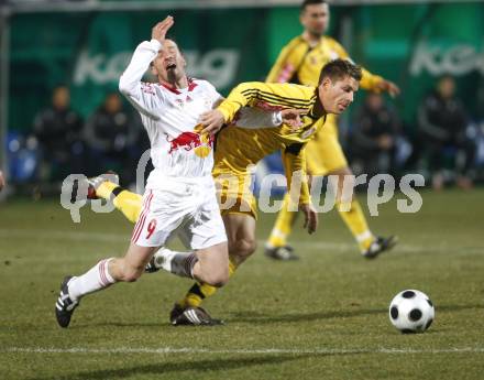 Fussball Red Zac. FC Kaernten gegen Red Bull Juniors Salzburg. Rene Seebacher (FCK), Richard Kitzbichler (Salzburg). Klagenfurt, am 28.3.2008.
Copyright Kuess

---
pressefotos, pressefotografie, kuess, qs, qspictures, sport, bild, bilder, bilddatenbank