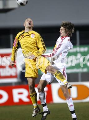 Fussball Red Zac. FC Kaernten gegen Red Bull Juniors Salzburg. Ludek Zelenka (FCK), Jan Marc Riegler (Salzburg). Klagenfurt, am 28.3.2008.
Copyright Kuess

---
pressefotos, pressefotografie, kuess, qs, qspictures, sport, bild, bilder, bilddatenbank