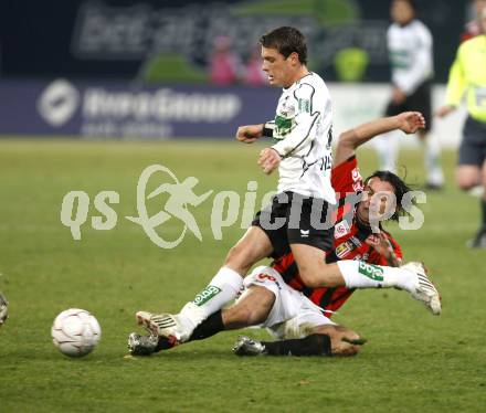 Fussball. Bundesliga. SK Austria Kelag Kaernten gegen LASK Linz.  Junuzovic Zlatko (Kaernten),Hota Almedin (LASK). Klagenfurt, 29.3.2008
Copyright Kuess

---
pressefotos, pressefotografie, kuess, qs, qspictures, sport, bild, bilder, bilddatenbank