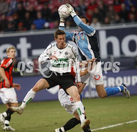 Fussball. Bundesliga. SK Austria Kelag Kaernten gegen LASK Linz.  Plassnegger Gernot (Kaernten),Cavlina Silvije (LASK). Klagenfurt, 29.3.2008
Copyright Kuess

---
pressefotos, pressefotografie, kuess, qs, qspictures, sport, bild, bilder, bilddatenbank