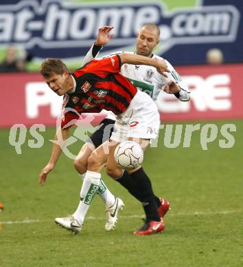 Fussball. Bundesliga. SK Austria Kelag Kaernten gegen LASK Linz.  Wolf Patrick (Kaernten), Wisio Tomasz (LASK). Klagenfurt, 29.3.2008
Copyright Kuess

---
pressefotos, pressefotografie, kuess, qs, qspictures, sport, bild, bilder, bilddatenbank